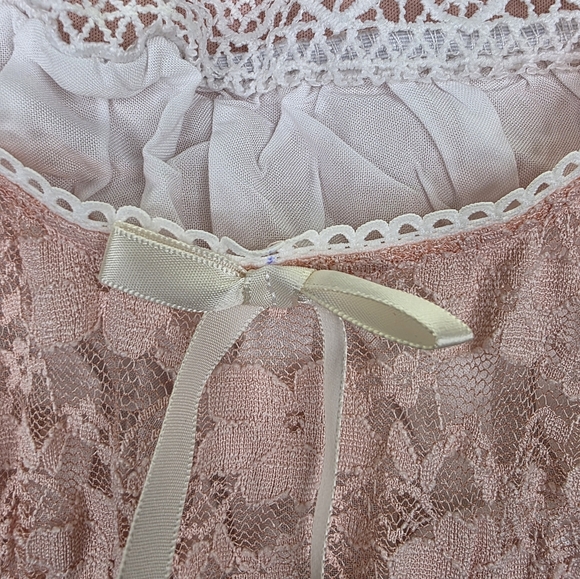 Sweet Society Pastel Pink Lace Coquette  Babydoll Short Top Juniors Size Small - Picture 7 of 15